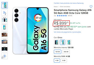 Galaxy A16 5G em oferta no Mercado Livre