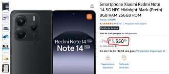 Redmi Note 14 5G em oferta na Amazon