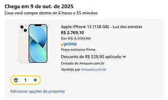 Print que comprova oferta do iPhone 13.