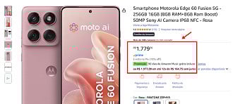 Oferta do Edge 60 Fusion. Oferta do Edge 60 Fusion.