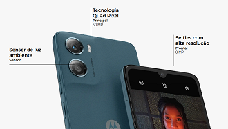 O Moto G06 conta com um conjunto simples de câmera, que oferece resolução de gravação limitada e fotos modestas. O Moto G06 conta com um conjunto simples de câmera, que oferece resolução de gravação limitada e fotos modestas.