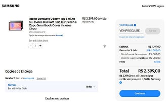 Samsung Galaxy Tab S10 Lite 5G de 256GB por R$ 2.399,00 na loja oficial! Samsung Galaxy Tab S10 Lite 5G de 256GB por R$ 2.399,00 na loja oficial!