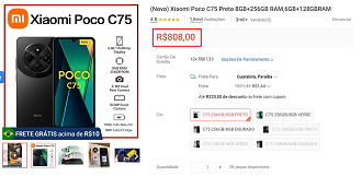 POCO C75 em oferta na Shopee POCO C75 em oferta na Shopee