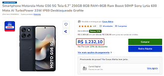 Moto G56 5G em oferta na Casas Bahia Moto G56 5G em oferta na Casas Bahia