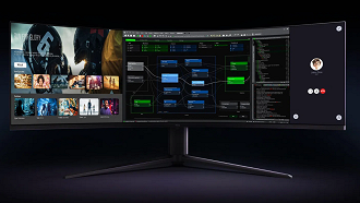 O novo monitor gamer TCL 57R94 Dual 4K possui uma tela ainda maior e com maior resolução que o Odyssey Neo G9 da Samsung. O novo monitor gamer TCL 57R94 Dual 4K possui uma tela ainda maior e com maior resolução que o Odyssey Neo G9 da Samsung.
