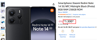 Redmi Note 14 5G em oferta na Amazon Redmi Note 14 5G em oferta na Amazon