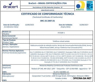 Certificação de homologação do Edge 60 Neo - (Imagem / Nicolas Muller). Certificação de homologação do Edge 60 Neo - (Imagem / Nicolas Muller).