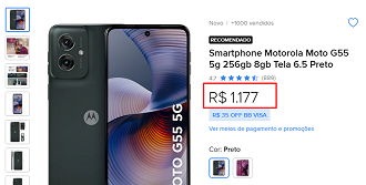 Moto G55 5G em oferta no Mercado Livre