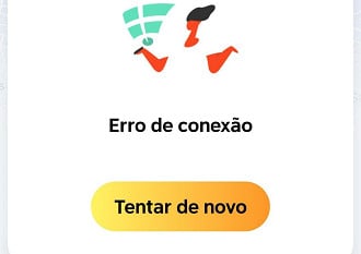 Ao acessar o aplicativo, aparece uma mensagem de erro de conexão.
