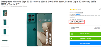 Motorola Edge 50 em oferta no Magalu