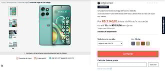 Edge 60 Neo sendo vendido por R$ 3.149 no site da Motorola Edge 60 Neo sendo vendido por R$ 3.149 no site da Motorola