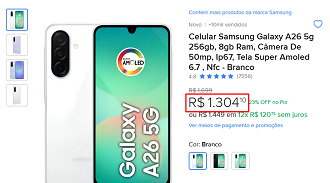 Galaxy A26 em oferta no Mercado Livre Galaxy A26 em oferta no Mercado Livre