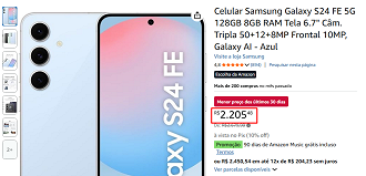 Galaxy S24 FE em oferta na Amazon Galaxy S24 FE em oferta na Amazon