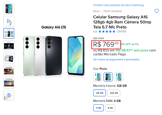 Galaxy A16 4G em oferta no Mercado Livre Galaxy A16 4G em oferta no Mercado Livre