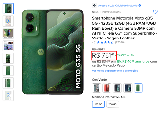 Moto G35 5G em oferta no Mercado Livre Moto G35 5G em oferta no Mercado Livre