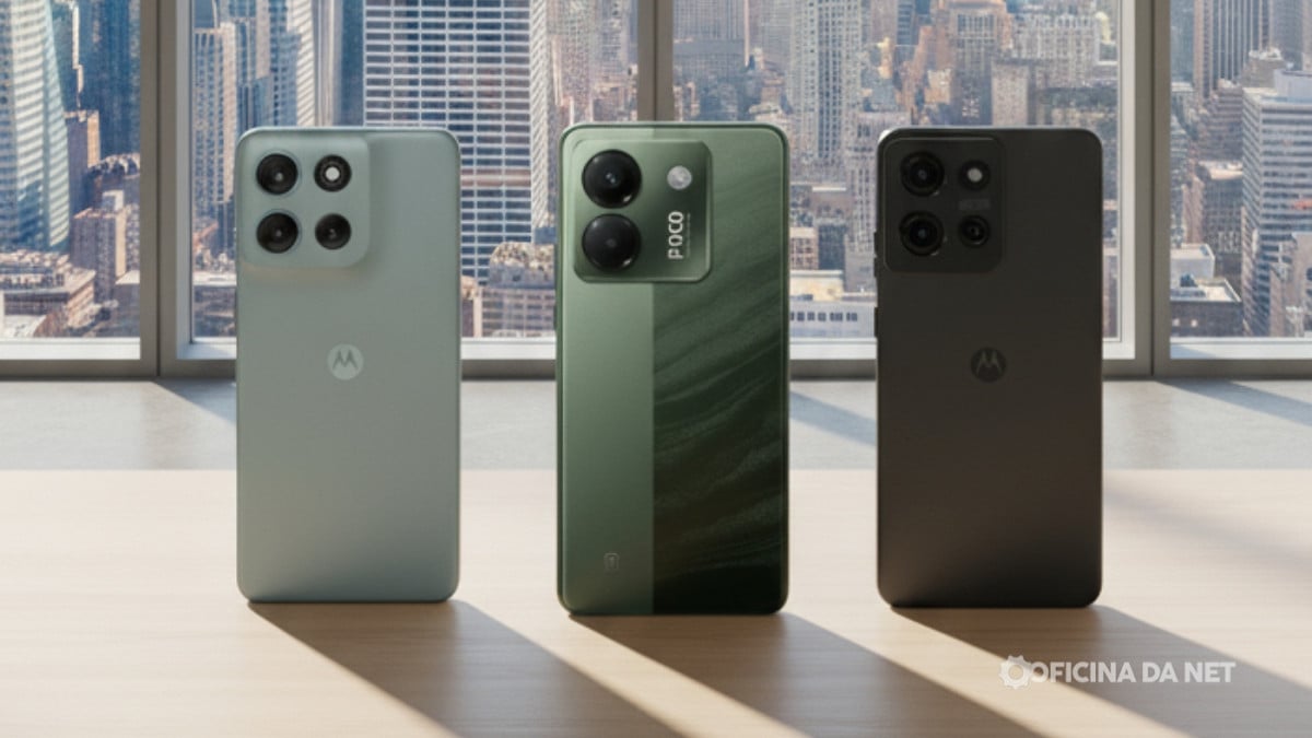 Esse três celulares tem 256 GB e custam menos de R$ 1.250. Imagem: Oficina da Net