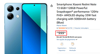 Redmi Note 13 4G em oferta na Amazon Redmi Note 13 4G em oferta na Amazon