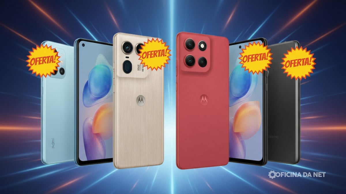 Esse quatro celulares estão em excelente ofertas para comprar hoje. Imagem: Oficina da Net