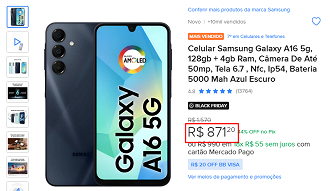 Galaxy A16 5G em oferta no Mercado Livre
