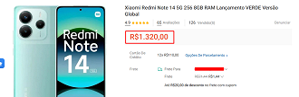 Redmi Note 14 5G em oferta na Shopee