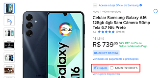 Galaxy A16 4G em oferta no Mercado Livre
