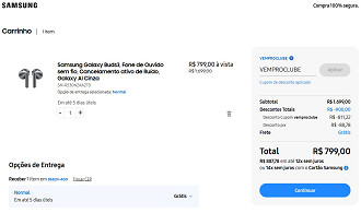 Galaxy Buds3 por R$ 799,00 à vista na Samsung.