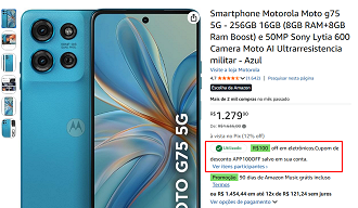 Moto G75 5G em oferta na Amazon