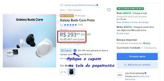Promoção do Galaxy Buds Core