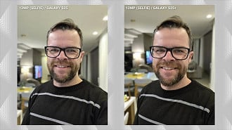 Câmera frontal do Galaxy S25 ao lado do S25 Plus