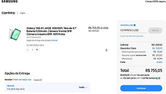 Galaxy TAB A11 com desconto direto na Samsung.