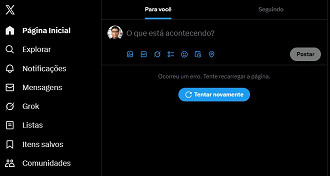 O X até abre, mas não carrega o feed
