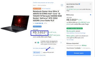 Notebook Acer em oferta