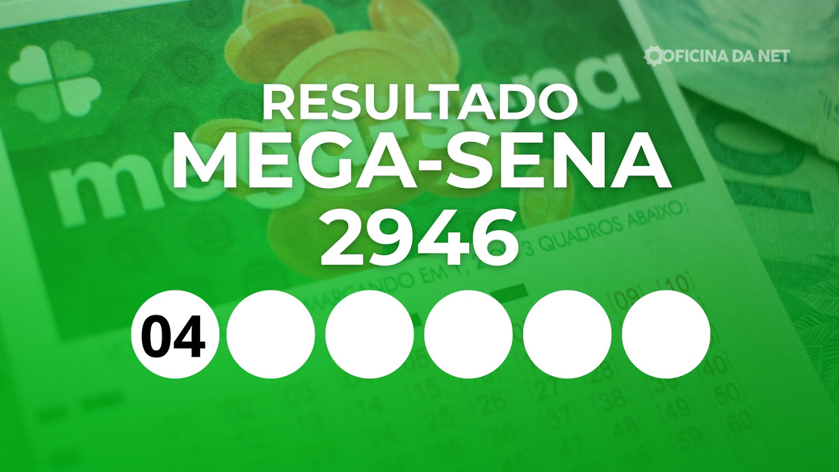 Veja os números sorteados da Mega-Sena 2946. Imagem: Oficina da Net