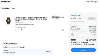 Galaxy Watch7 por R$ 899,00 na loja da Samsung!