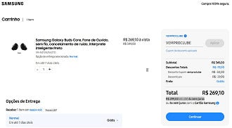 Galaxy Buds Core por R$ 269,10 na Samsung!