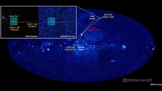 Observação da rota do Cometa 3I/ATLAS. Crédito: JAXA/DSS/eROSITA/MAXI
