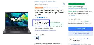 Oferta do Acer Aspire 15