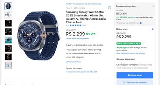 Galaxy Watch Ultra da Samsung por R$ 2.299 em oferta no Mercado Livre.