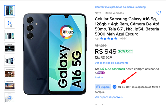 Oferta do Galaxy A16 5G