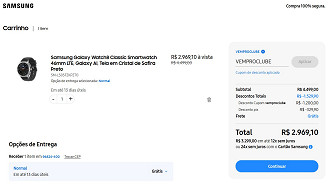 Galaxy Watch8 Classic por R$ 2.969,10 na Samsung.