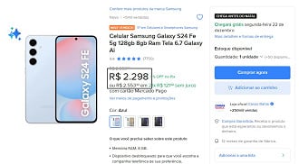 Oferta do Galaxy S24 FE