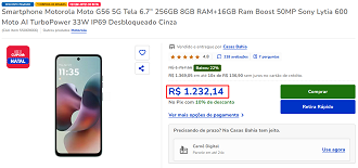 Moto G56 5G em oferta na Casas Bahia