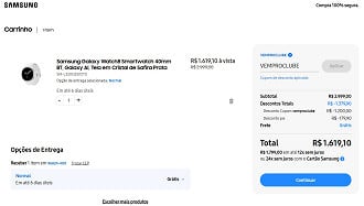 Galaxy Watch8 por R$ 1.619,10 na oferta da Samsung!