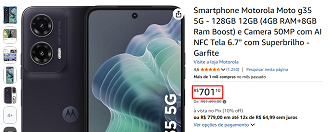 Moto G35 5G em oferta na Amazon