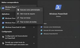 Execute como administrador para abrir o PowerShell