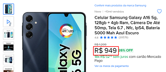 Oferta do Galaxy A16 5G