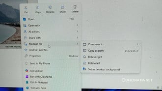 Menu de contexto começa a ficar mais organizado. Imagem: Windows Latest/Reprodução