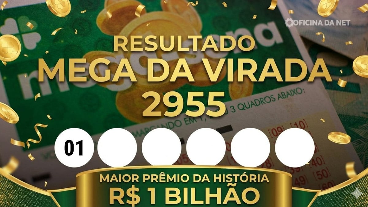 Veja os números sorteados da Mega da Virada. Imagem: Oficina da Net