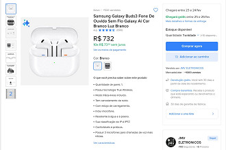 Galaxy Buds3 por R$ 732,00 em oferta do Mercado Livre.