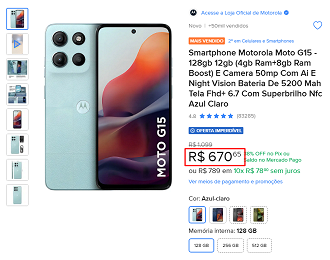Oferta do Moto G15